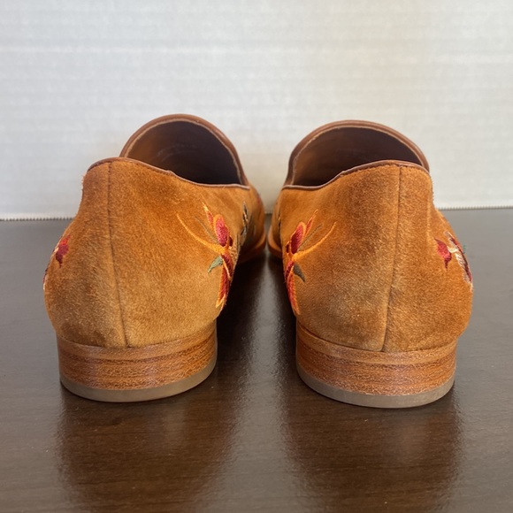 New Johnny Was Freja Embroidered Cognac Suede Leather Loafers Size 6 - Picture 10 of 16